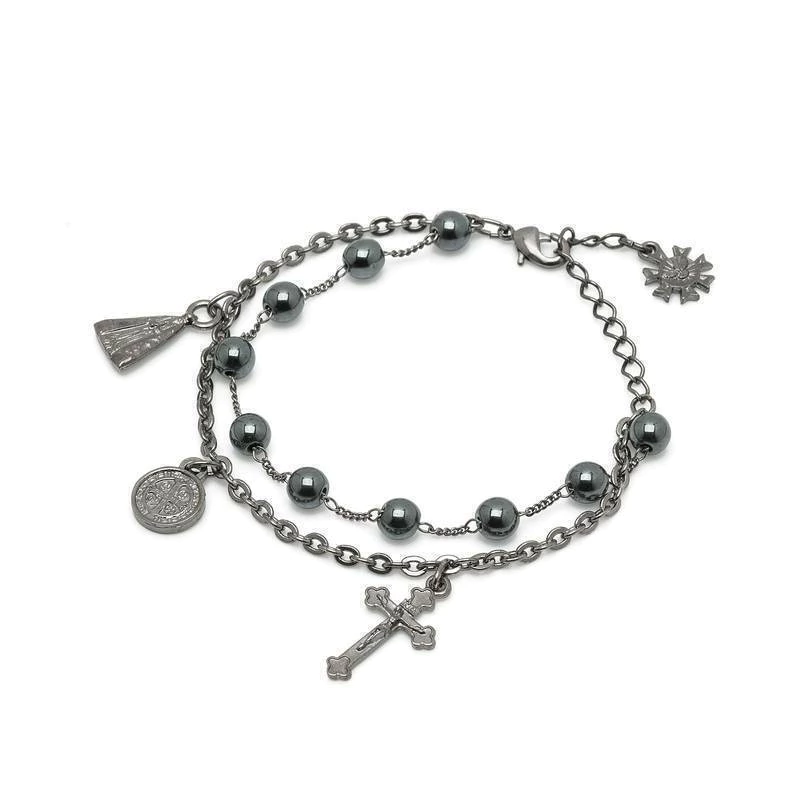 Pulseira Proteção Grafite com Contas de Hematita pulseira-protecao-grafite
