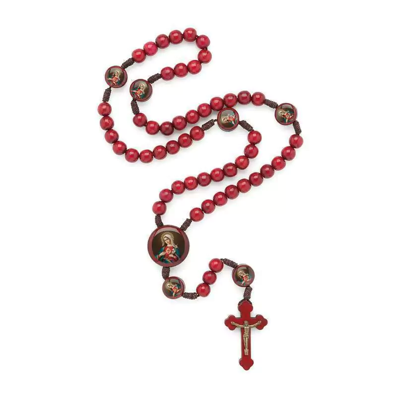 Terço - Dois Corações terco-sagrado-imaculado-coracao-vermelho